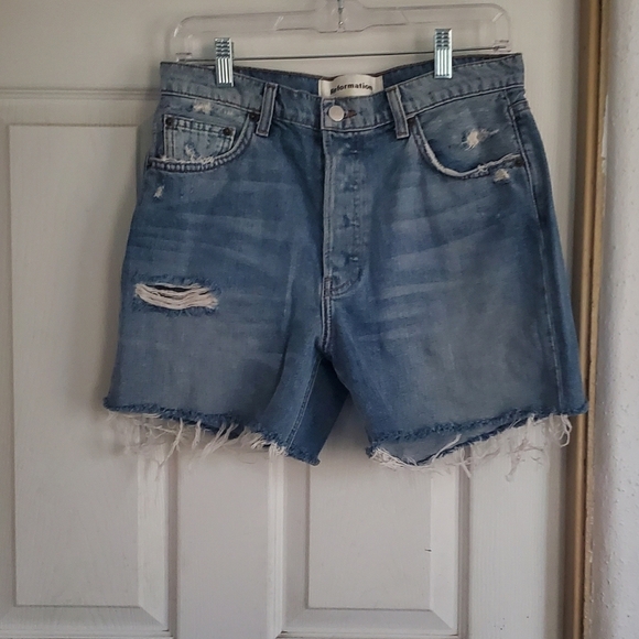 Reformation Button Down Distressed Cameron BF Shorts, Size 27 - Picture 2 of 7